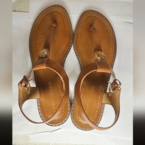 Tommy Hilfiger Tan Leather Sandals with Ankle Strap
